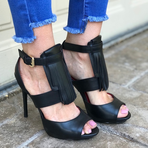 Anthropologie Shoes - NIB Black Smooth Leather Boho Chic Tassel Heels